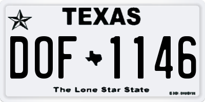 TX license plate DOF1146