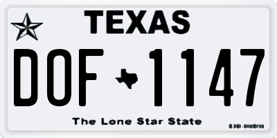 TX license plate DOF1147