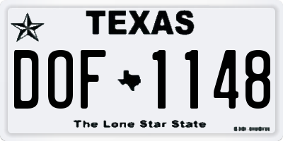 TX license plate DOF1148