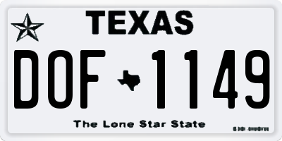 TX license plate DOF1149