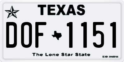 TX license plate DOF1151
