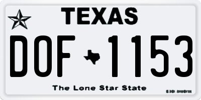 TX license plate DOF1153