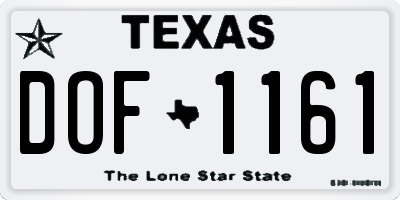 TX license plate DOF1161