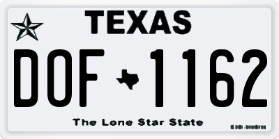 TX license plate DOF1162