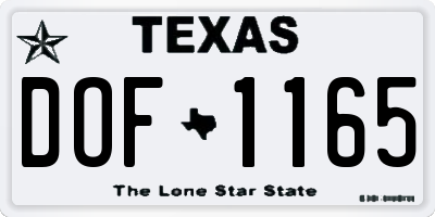TX license plate DOF1165