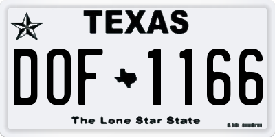 TX license plate DOF1166