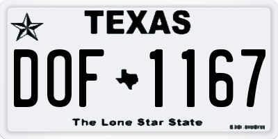 TX license plate DOF1167
