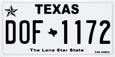 TX license plate DOF1172