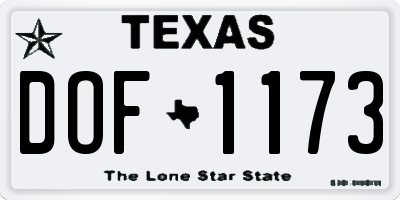 TX license plate DOF1173