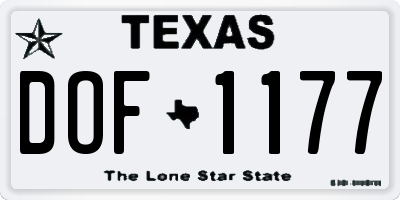TX license plate DOF1177