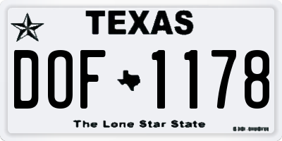 TX license plate DOF1178