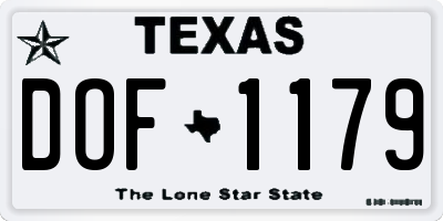 TX license plate DOF1179