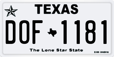 TX license plate DOF1181