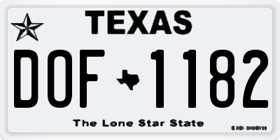 TX license plate DOF1182