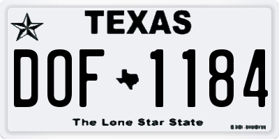 TX license plate DOF1184