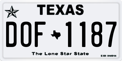 TX license plate DOF1187