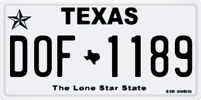 TX license plate DOF1189