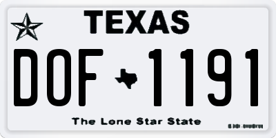 TX license plate DOF1191