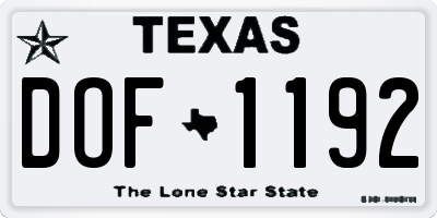 TX license plate DOF1192
