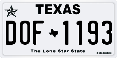 TX license plate DOF1193