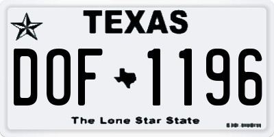 TX license plate DOF1196