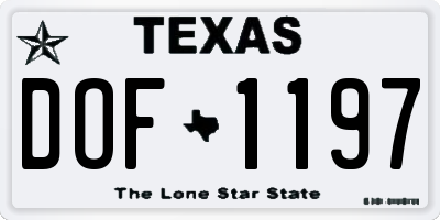 TX license plate DOF1197