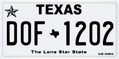 TX license plate DOF1202