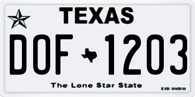 TX license plate DOF1203