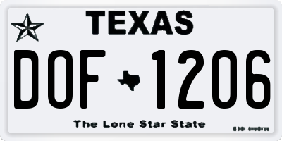 TX license plate DOF1206