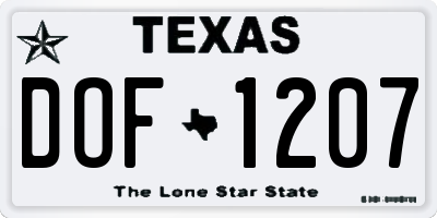 TX license plate DOF1207