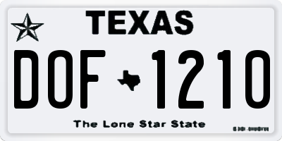 TX license plate DOF1210