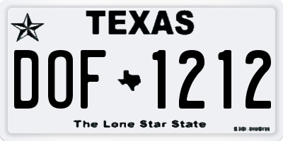 TX license plate DOF1212
