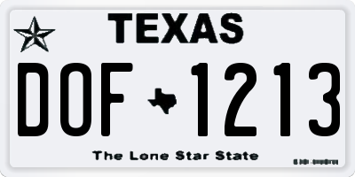 TX license plate DOF1213