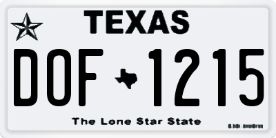 TX license plate DOF1215