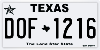 TX license plate DOF1216