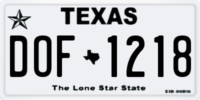 TX license plate DOF1218