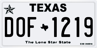 TX license plate DOF1219