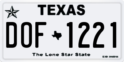 TX license plate DOF1221