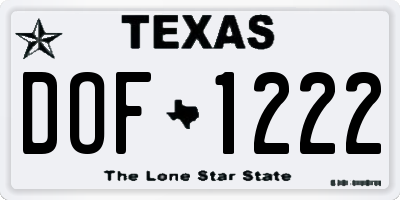 TX license plate DOF1222