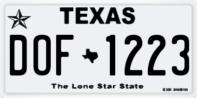 TX license plate DOF1223