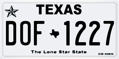 TX license plate DOF1227