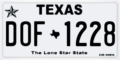 TX license plate DOF1228