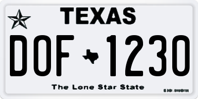 TX license plate DOF1230