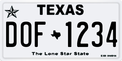 TX license plate DOF1234