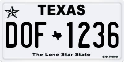 TX license plate DOF1236