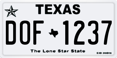 TX license plate DOF1237