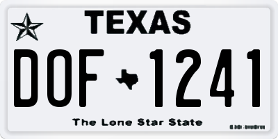 TX license plate DOF1241