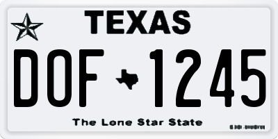 TX license plate DOF1245