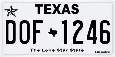 TX license plate DOF1246