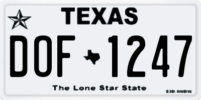 TX license plate DOF1247